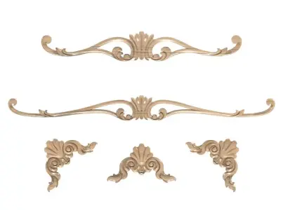 Cartouche-028 ornate wood trim - 3D model
