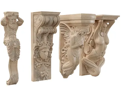 Victorian-Style Decorative Stone Bracket Collection  3D model
