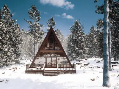 wooden cabin in forest Free low-poly 3D model