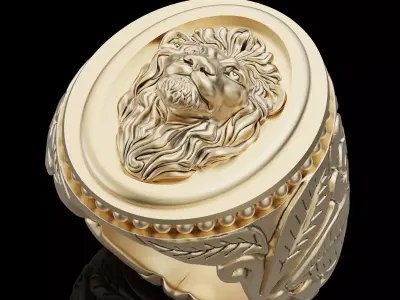 Lion ring silver gold jewelry printable 3d model 3D print model