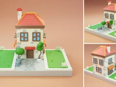 Cartoon Town Islands Exteriors Low-poly 3D model