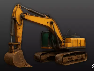 Excavator Low-poly 3D model