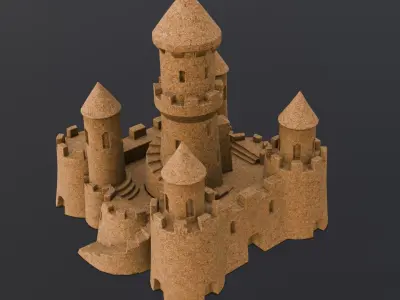 Sandcastle 3D Model Low-poly 3D model