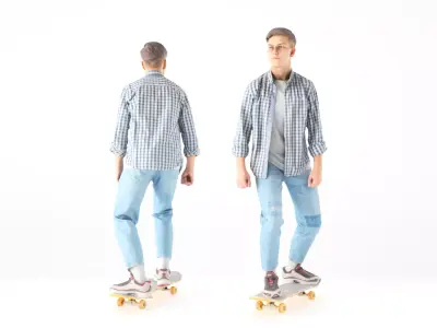 Young man on a skate 19 Low-poly 3D model