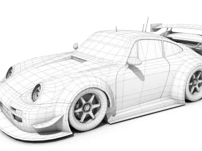 Porsche 911 GT2 1998 IMSA Low-poly 3D model