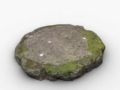 Mossy stone Low-poly 3D model