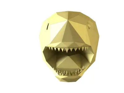 Lowpoly shark gold triangular head 3D model