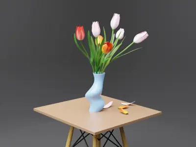 Tulip vase Low-poly 3D model