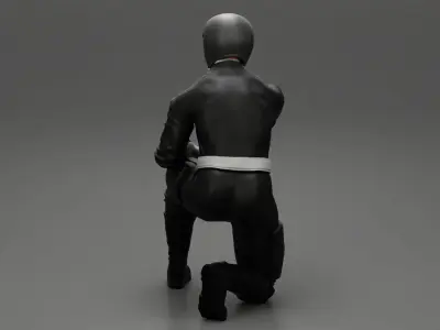 Drag Racing driver sitting in a gas mask 3D print model