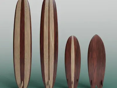 3D Asset - Surfboards Low-poly 3D model