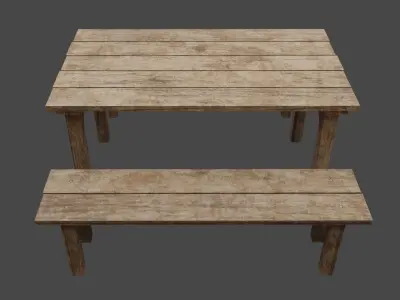 Wooden Table Free low-poly 3D model purchase