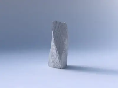 Vase twist curved tipping triangle with wavy grid plates 3D print model