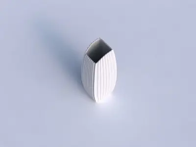 Vase arc rectangle with extruded vertical lines 3D print model