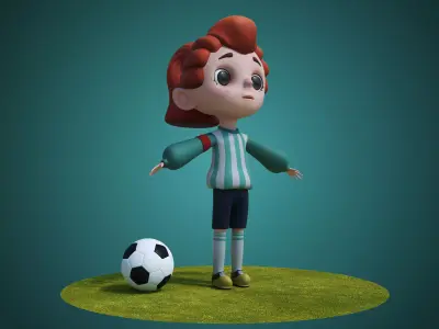 Cartoon Sport Girl Nina Rig 3D model