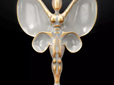 Butterfly Sculpture Italian Statuario marble 3D model