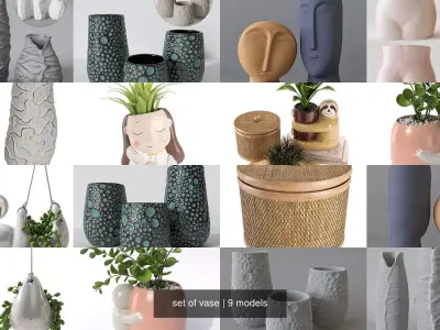 set of vase 3D Model Collection
