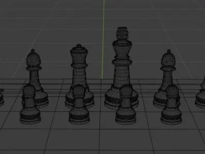Wooden Chess set 3D model