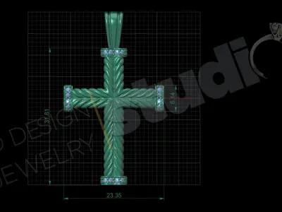 High luxury unique rope cross with gems 3d design 3D print model