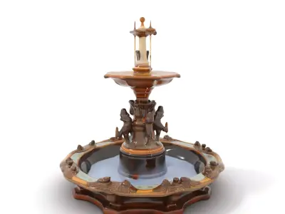 Bronze Ornate Fountain model pack Low-poly 3D model