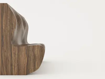 Parametric Sculptural Wall  and Parametric Wooden Bench 3D  Low-poly 3D model