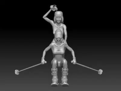 winter ski girl bikini 4 and 5 3D print model