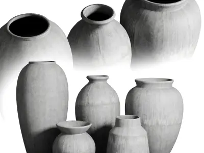 Old vase 3 material marble concrete plaster Low-poly 3D model