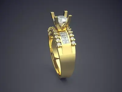 Luxury Ring With Columns And Diamond In The Middle CAD 3066 3D print model