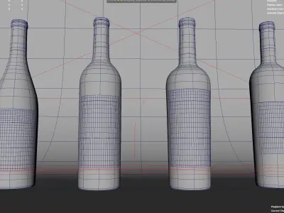 3D wine bottles 3D model