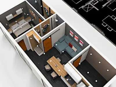 mobile home tiny house vacation house 3dmodel Low-poly 3D model