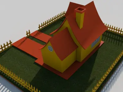 Cartoon House Low-poly 3D model 6