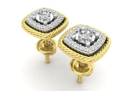 AV 646 Diamond Ladies Cushion Frame Stud Earrings 3D print model