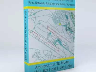 Saint Petersburg Pulkovo LED Airport Roads Buildings Public Tran 3D model