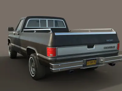 Chevrolet C10 1982 Black Low-poly 3D model