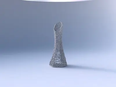 Vase squeezed and bent hexagon with dense twisted organic lat... 3D print model