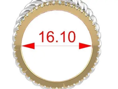 Double braid ring and fishtail mount 3D print model