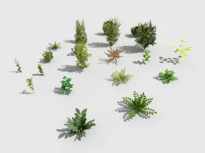 low poly foliage pack Low-poly 3D model
