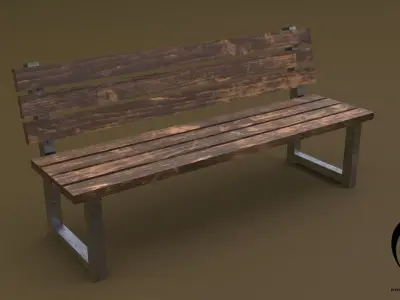 Bench 35 4in1 - 4 PBR Texture 1 Model Low-poly 3D model