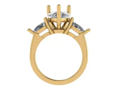 beautiful trinity solitaire ring 3ct center  3D print model