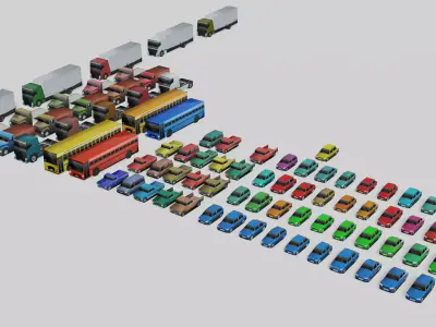 EXTREME Low Poly Vehicles Low-poly 3D model