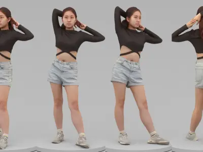 A Young Woman Holding Her Hands At the Back Of Head 3D model