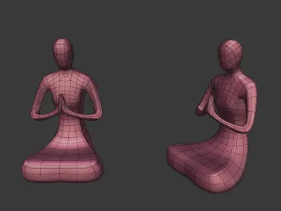 Meditation Figurine - Abstract Buddha Low-poly 3D model