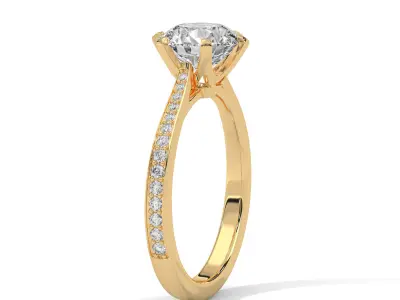 solitaire ring with detail images and 360 render videos 9 3D print model
