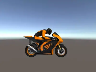 Low Poly Racing Bike With Rider-4 Low-poly 3D model