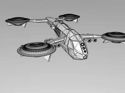 spaceship spacecraft with two propellers Free 3D model
