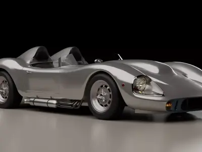 1960s racing speedster Low-poly 3D model