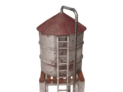 Water tower Low-poly 3D model