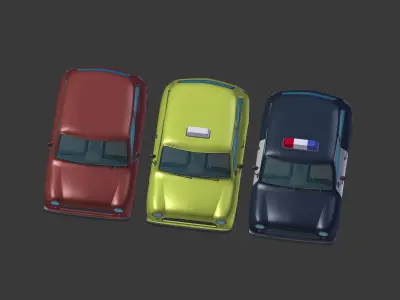 Cartoon police Car - taxi 3D model