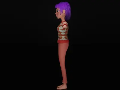 Cartoon Girl Low-poly 3D model