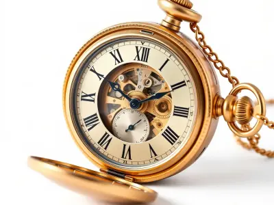 Elegant Vintage Pocket Watch Model Pack with Roman Numerals Low-poly 3D model