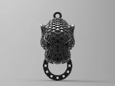 panther head pendant with gems stones  3D print model